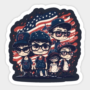 Patriotic American Family Sticker